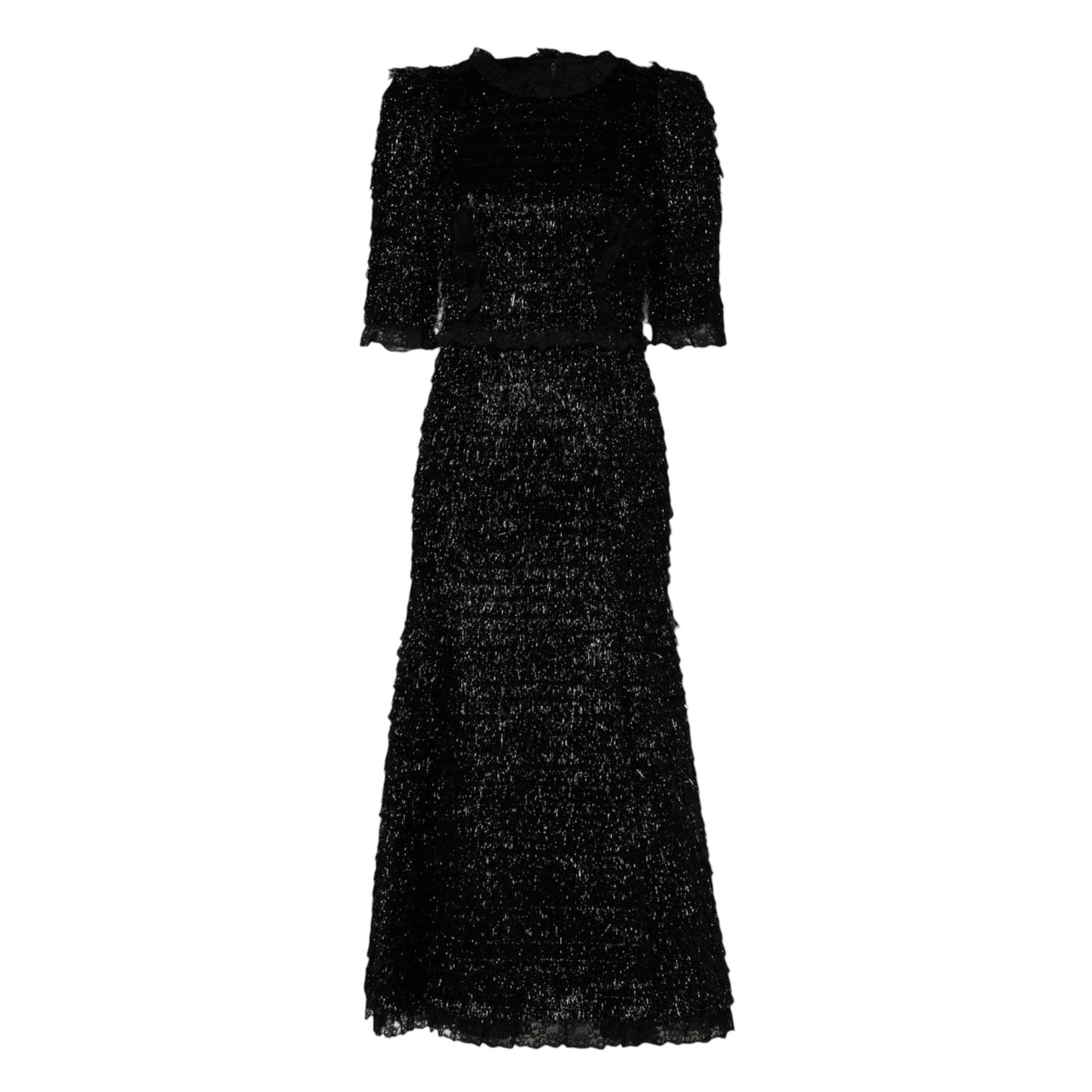 Dolce & Gabbana Metallic Black Polyester A-line Midi Dress DR81729-36