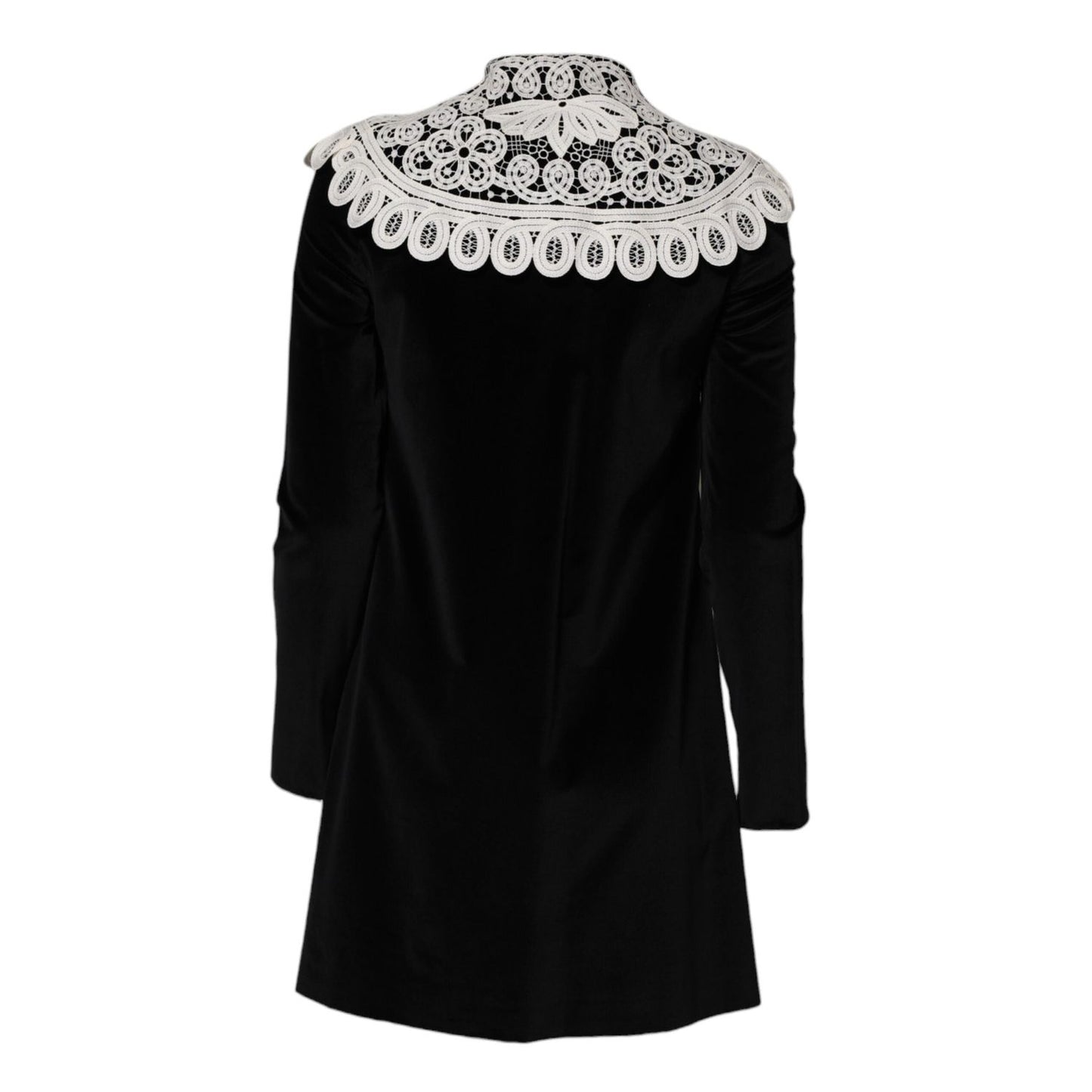Dolce & Gabbana Black Velvet Lace Collared Embellished Dress DR81773-36