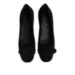 DEL CARLO Black Suede Leather Slip On High Heels Pump Shoes