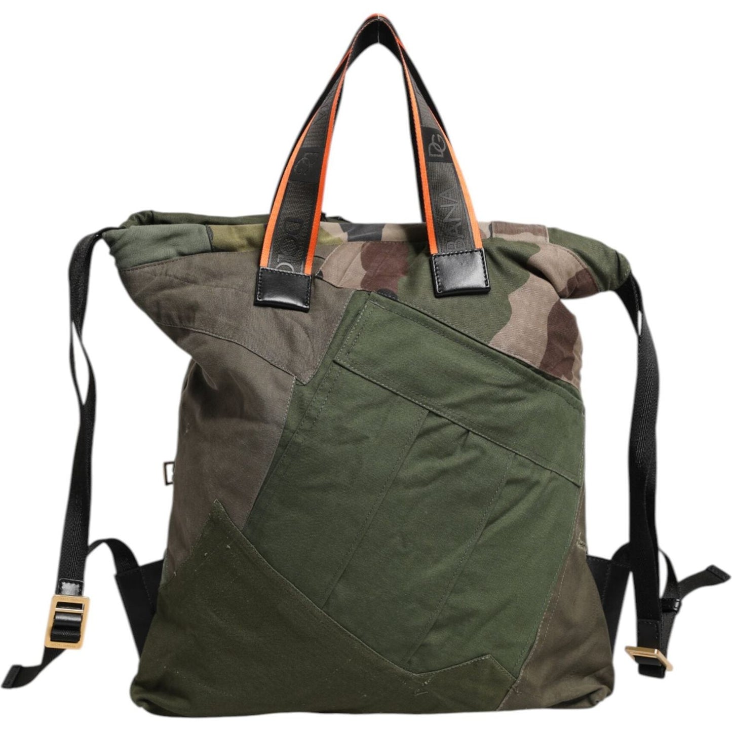 Dolce & Gabbana Military Green Patchwork Rucksack Backpack Bag BAG4635