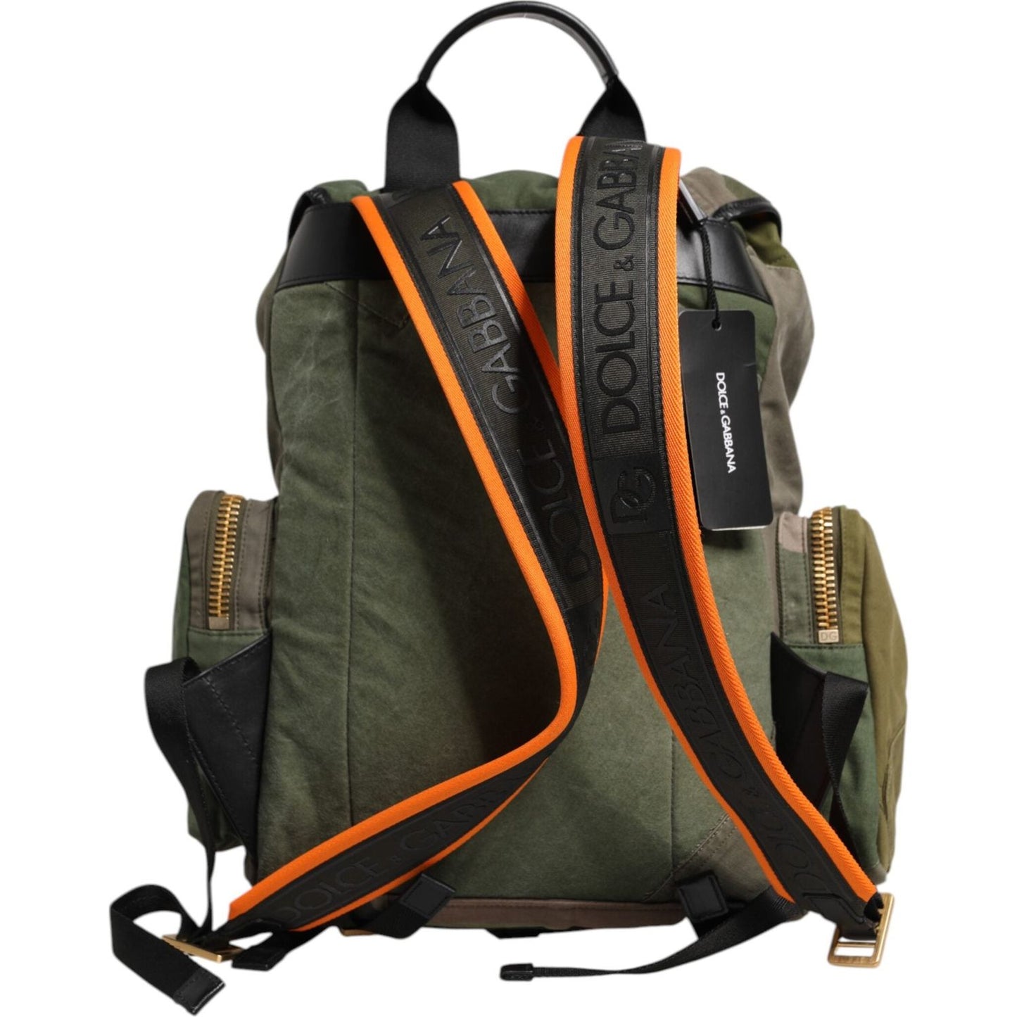 Dolce & Gabbana Military Green Patchwork Rucksack Backpack Bag BAG4640