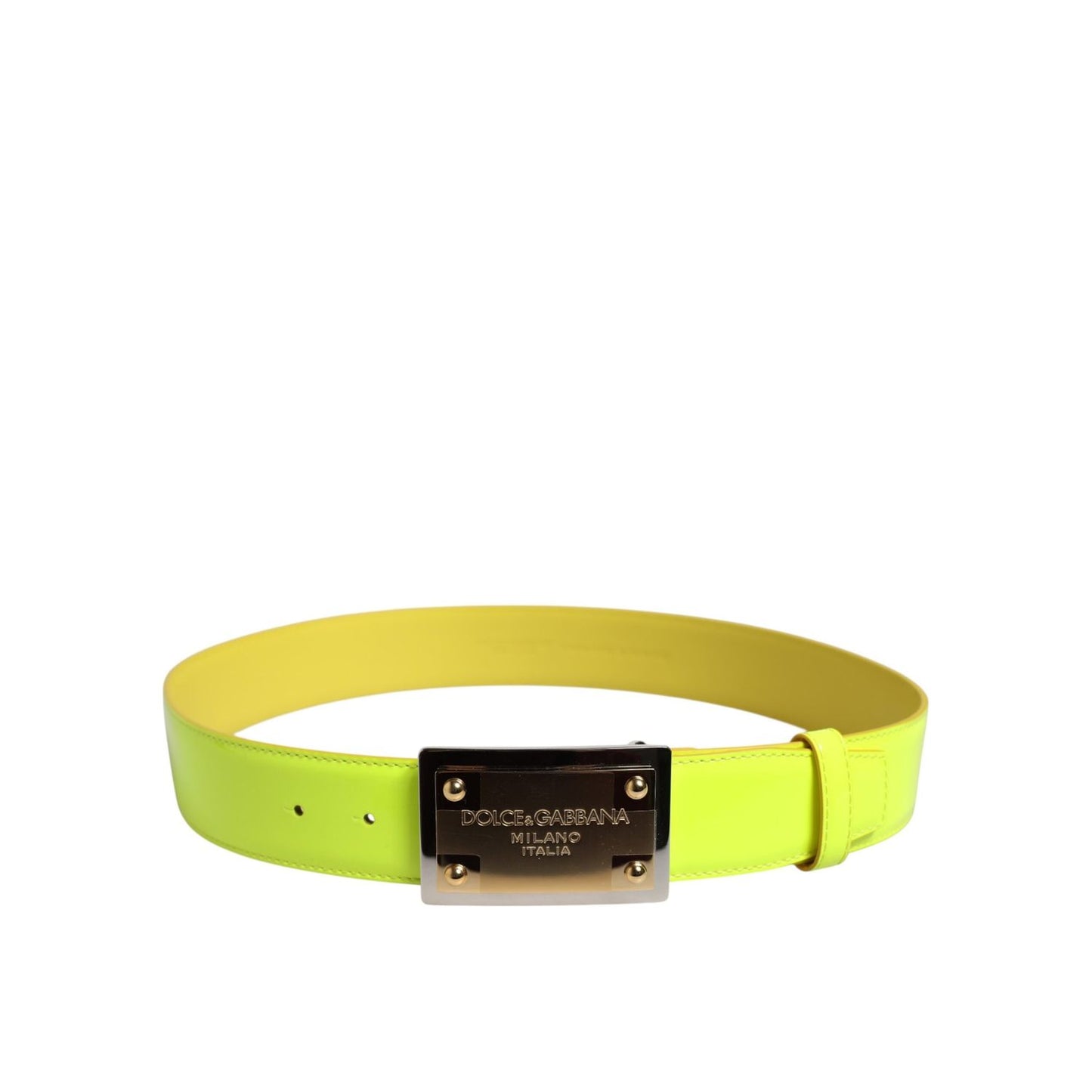 Dolce & Gabbana Yellow Green Classic Metal Logo Buckle Belt BEL9401-100