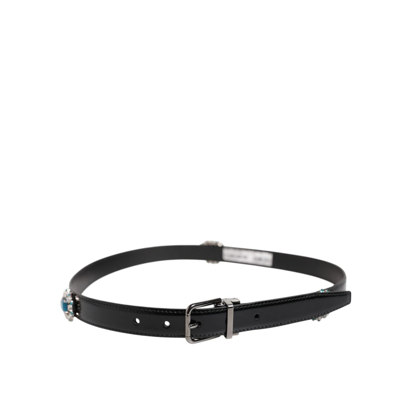 Dolce & Gabbana Black Embellished Metal Logo Buckle Belt BEL9405-90