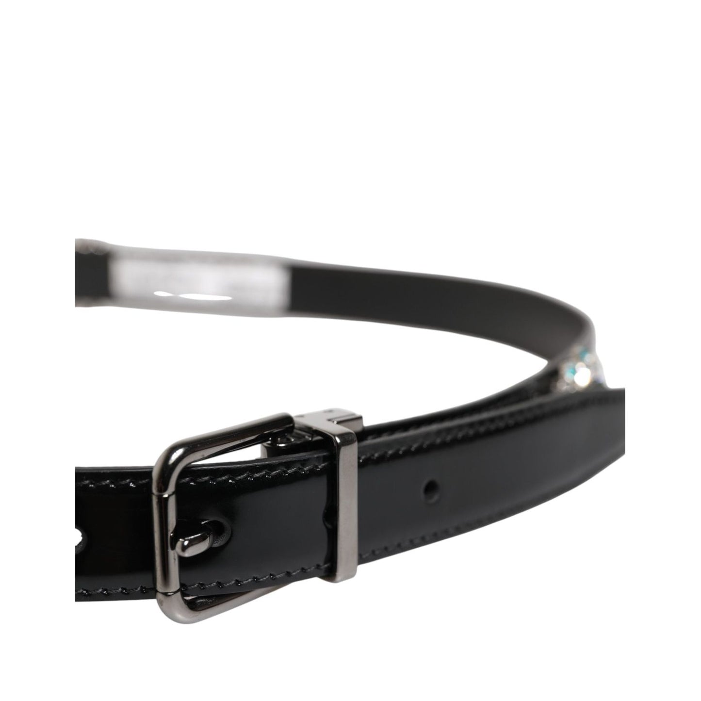 Dolce & Gabbana Black Embellished Metal Logo Buckle Belt BEL9405-90