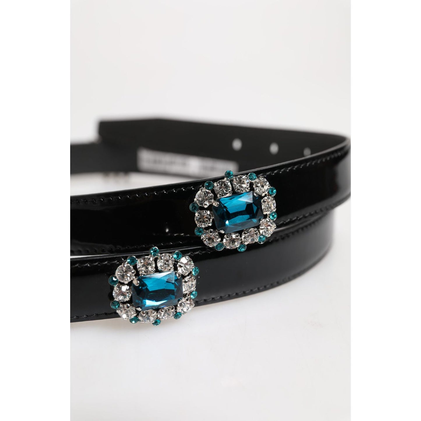 Dolce & Gabbana Black Embellished Metal Logo Buckle Belt BEL9405-90