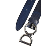 Dolce & Gabbana Blue Classic Silver Metal DG Logo Buckle Belt BEL9463-90