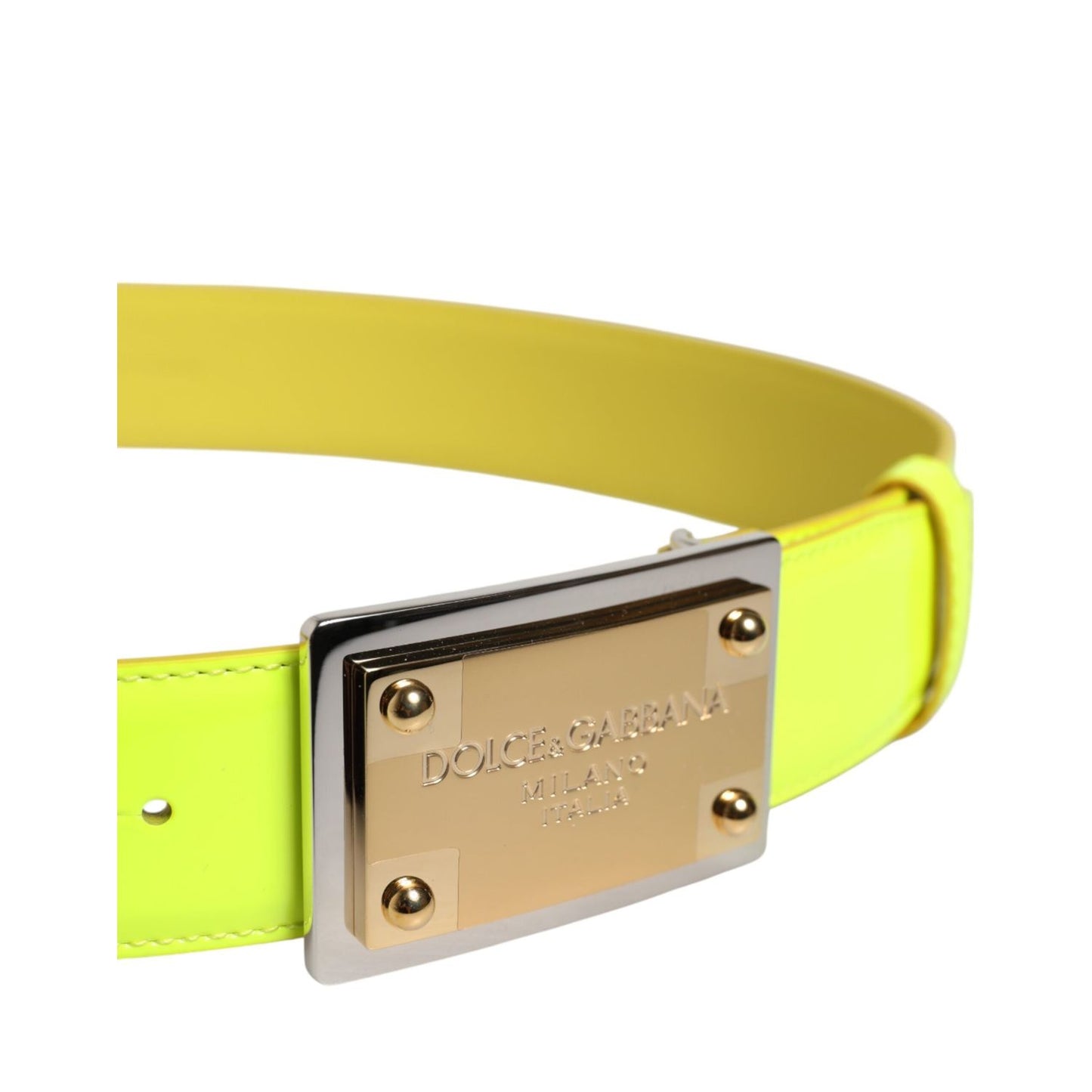 Dolce & Gabbana Yellow Green Classic Metal Logo Buckle Belt BEL9478-85