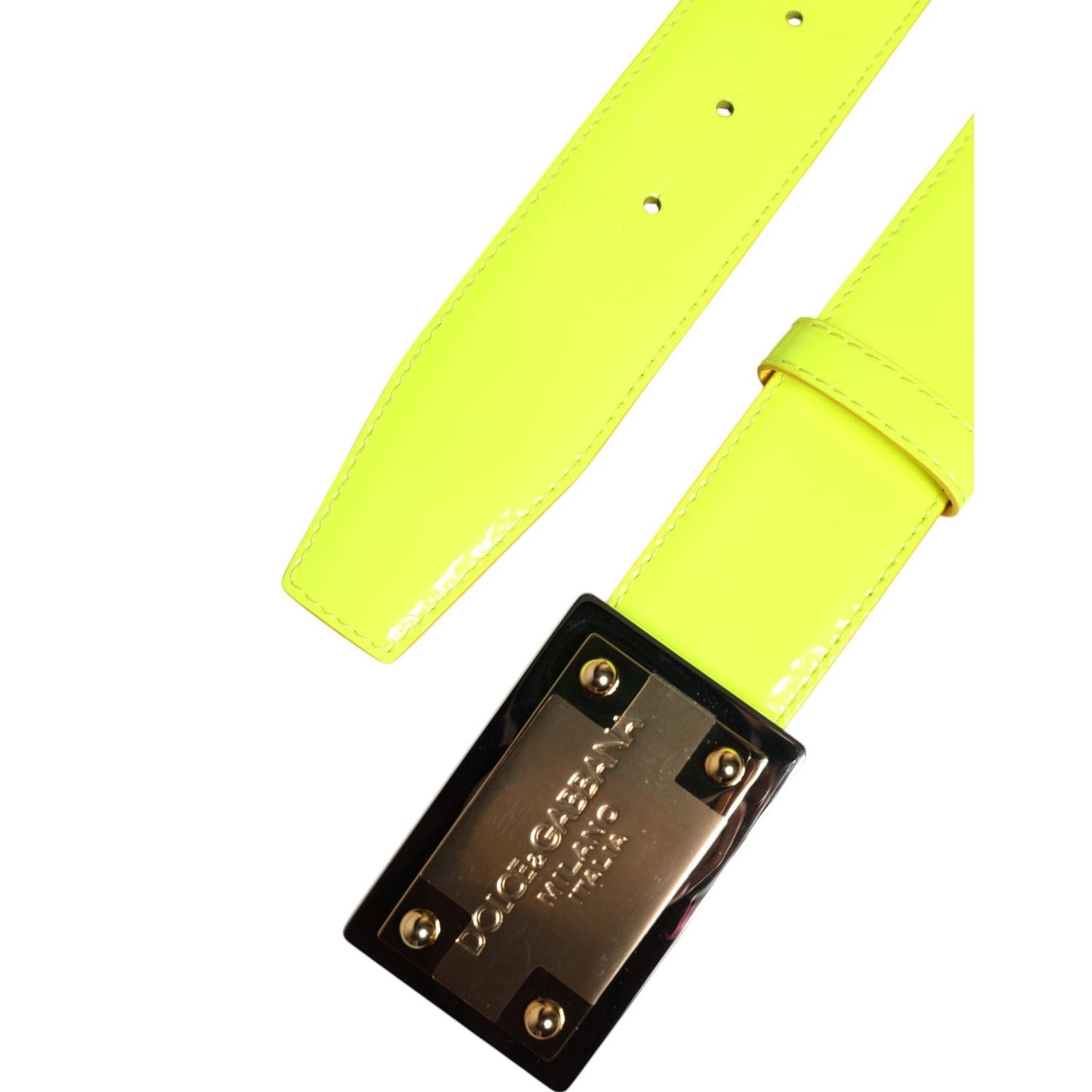 Dolce & Gabbana Yellow Green Classic Metal Logo Buckle Belt BEL9478-85