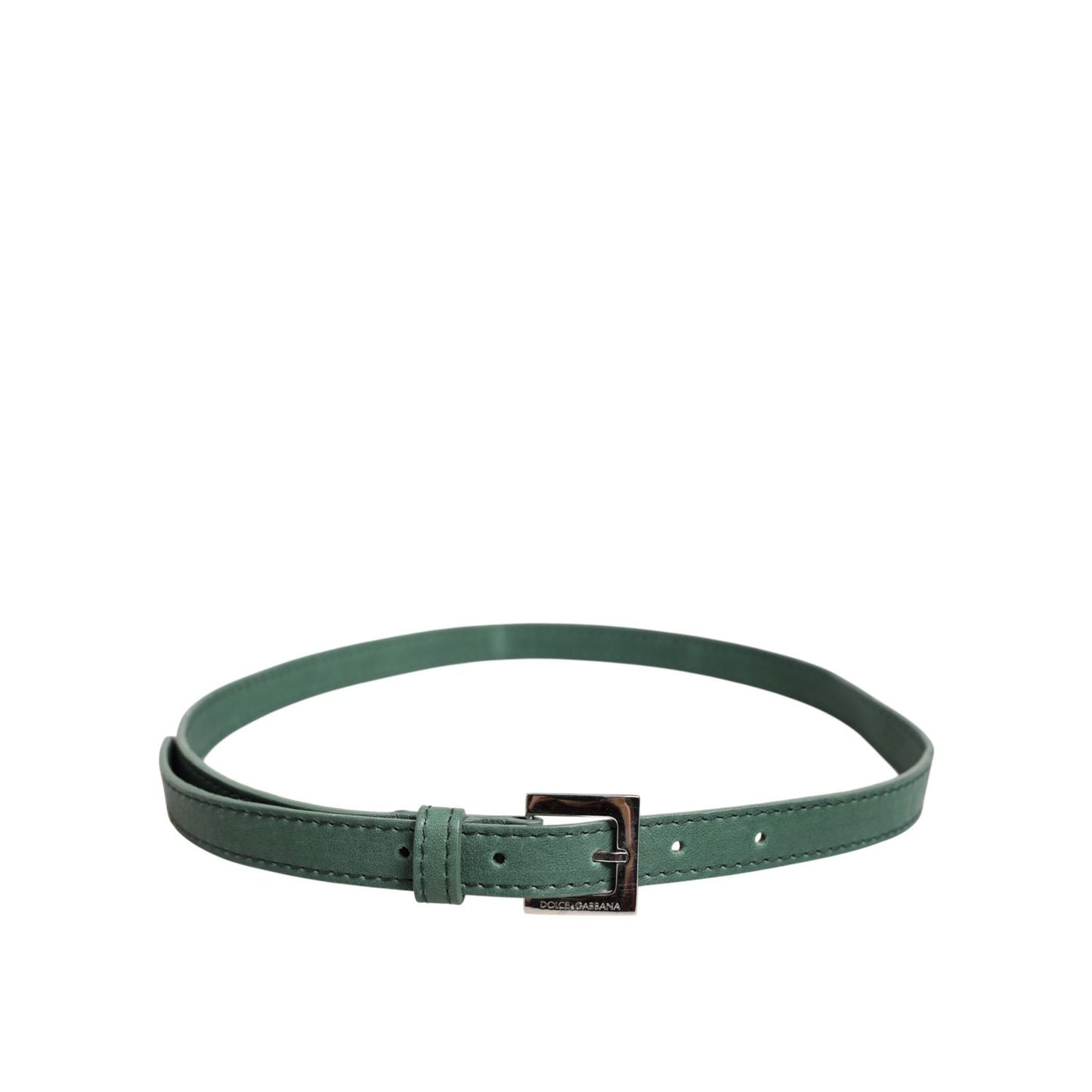 Dolce & Gabbana Dark Green Leather Silver Metal Buckle Belt WMB527-75