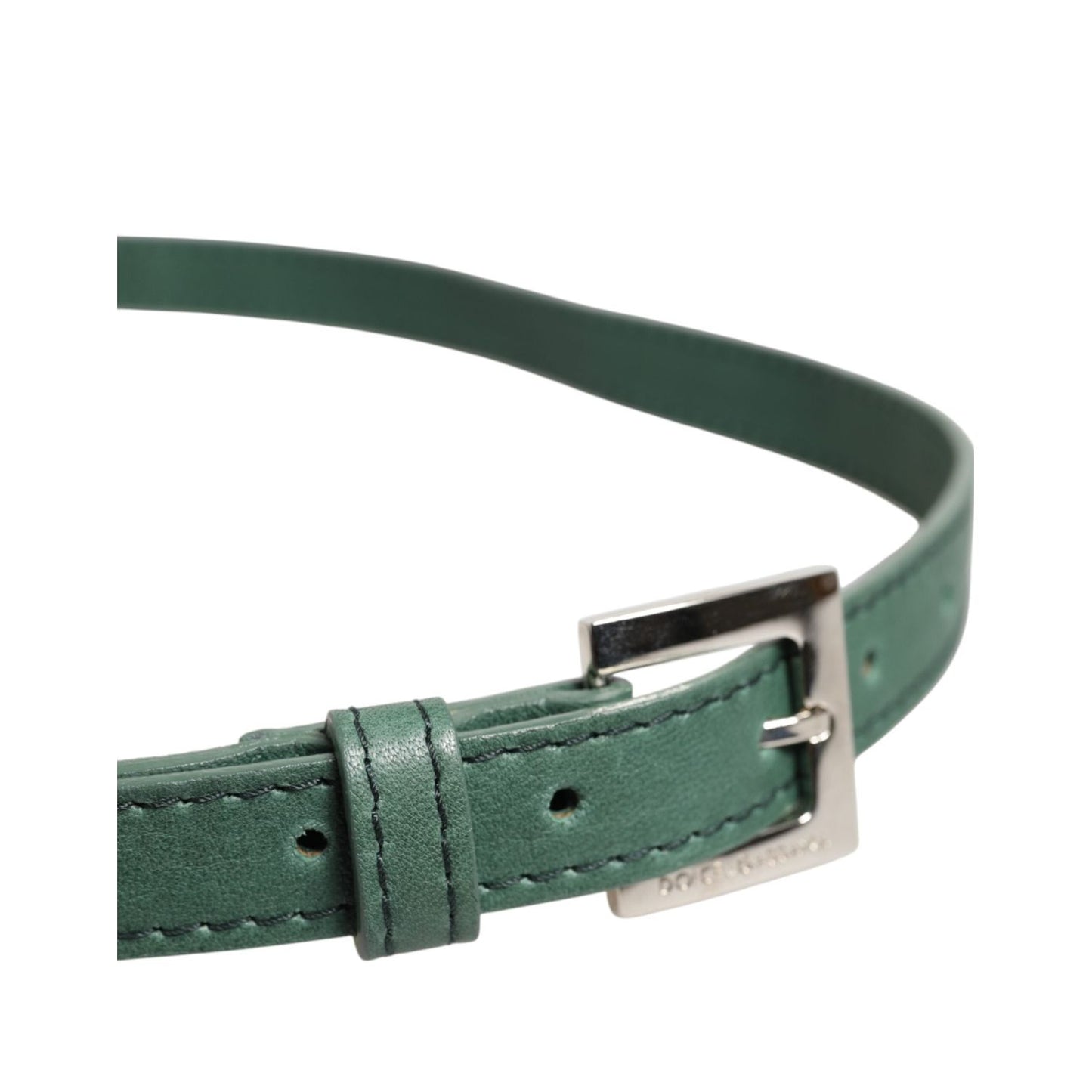 Dolce & Gabbana Dark Green Leather Silver Metal Buckle Belt WMB527-75