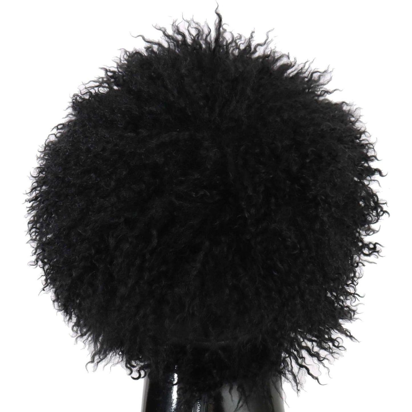 Dolce & Gabbana Black Tibet Lamb Fur Leather Gatsby Hat HAT70216-56