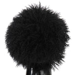 Dolce & Gabbana Black Tibet Lamb Fur Leather Gatsby Hat HAT70216-56