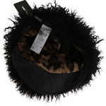 Dolce & Gabbana Black Tibet Lamb Fur Leather Gatsby Hat HAT70216-56