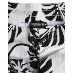 Dolce & Gabbana White Black Print Beachwear Shorts Swimwear