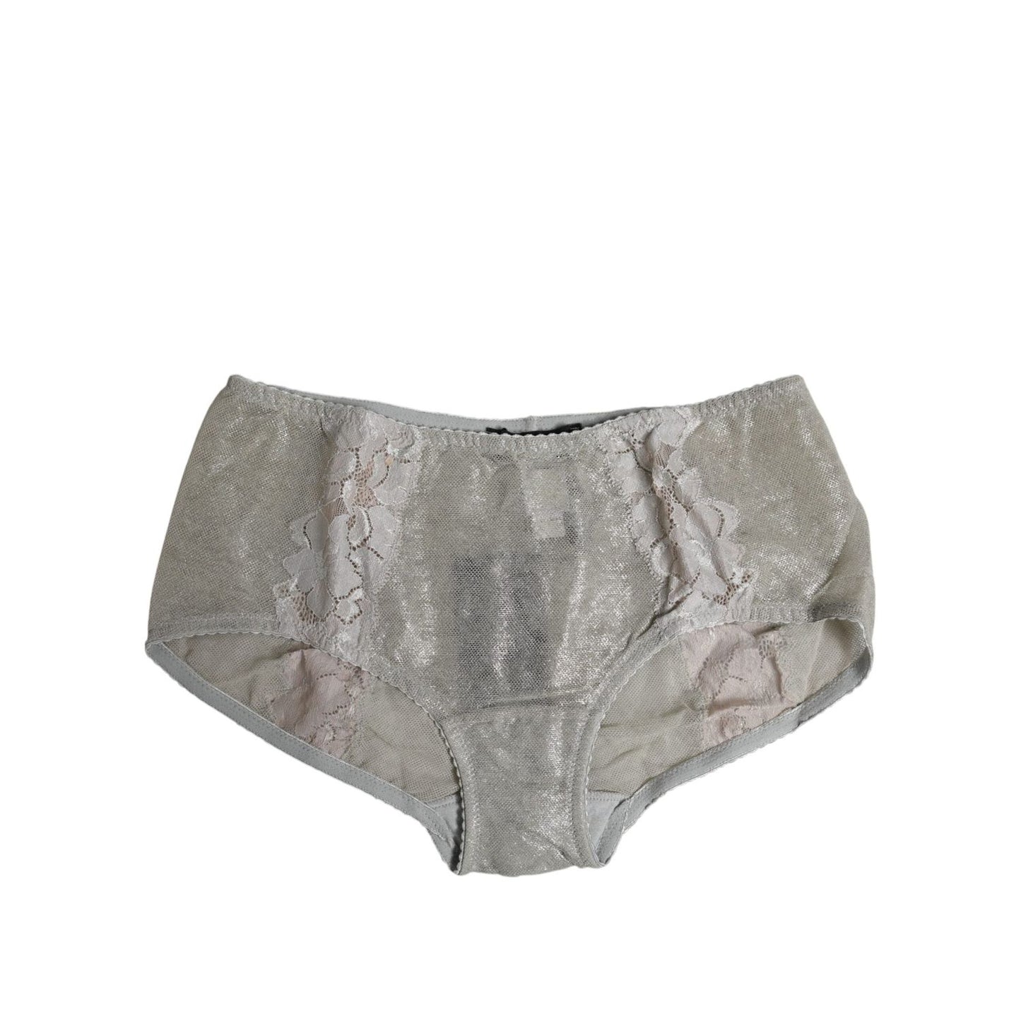 Dolce & Gabbana Gray Cotton Floral Lace High Waist Panty Underwear BIK1302-2