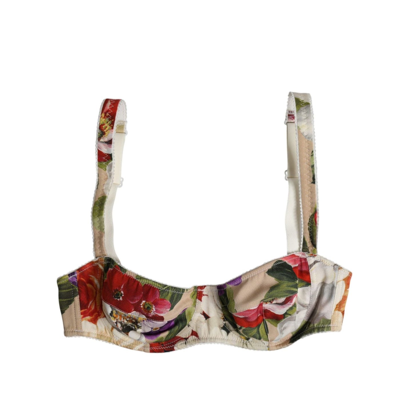 Dolce & Gabbana Beige Floral Balconcino Underwired Bra Underwear BIK1404-1