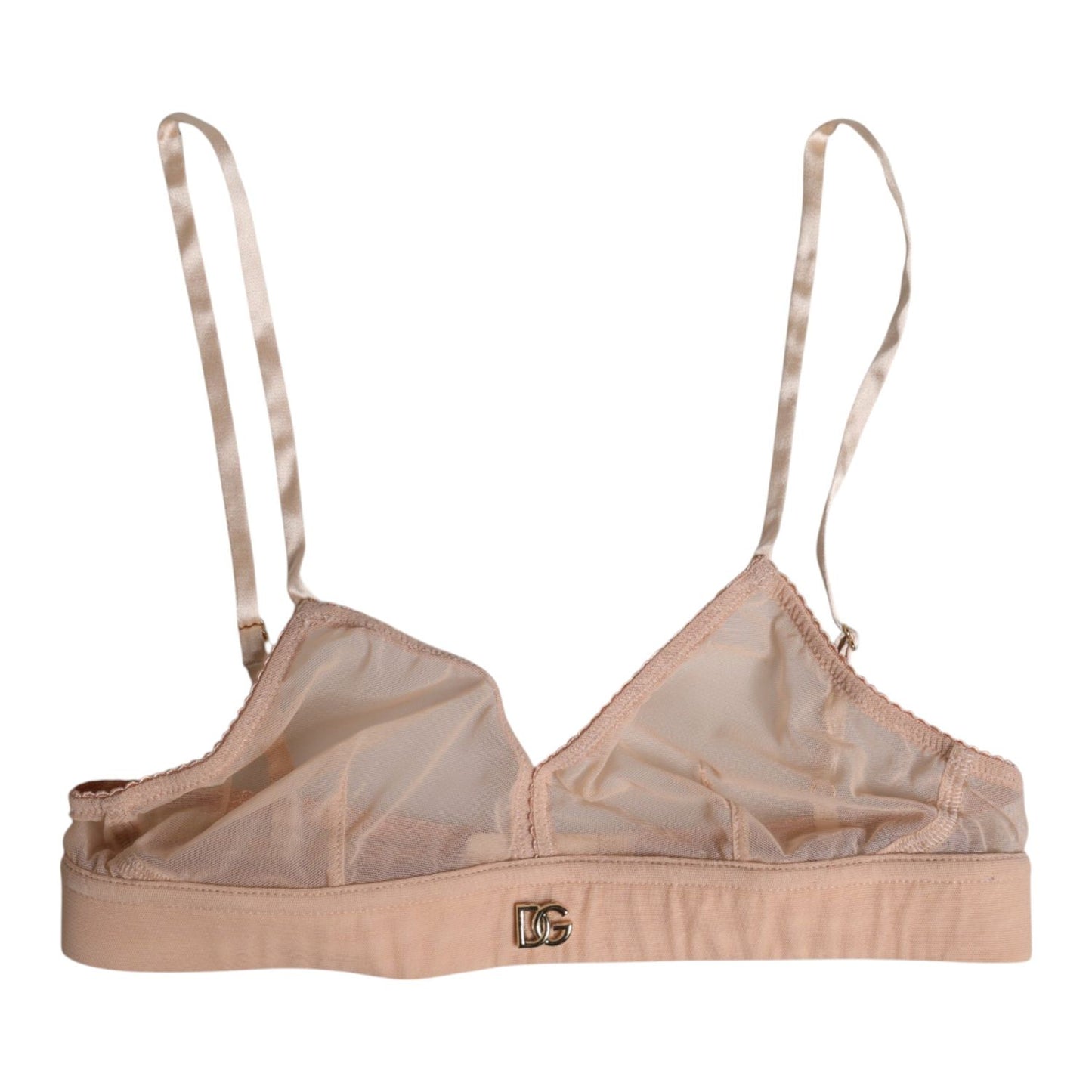 Dolce & Gabbana Powder Pink Nylon DG Logo Non Wire Bra Underwear