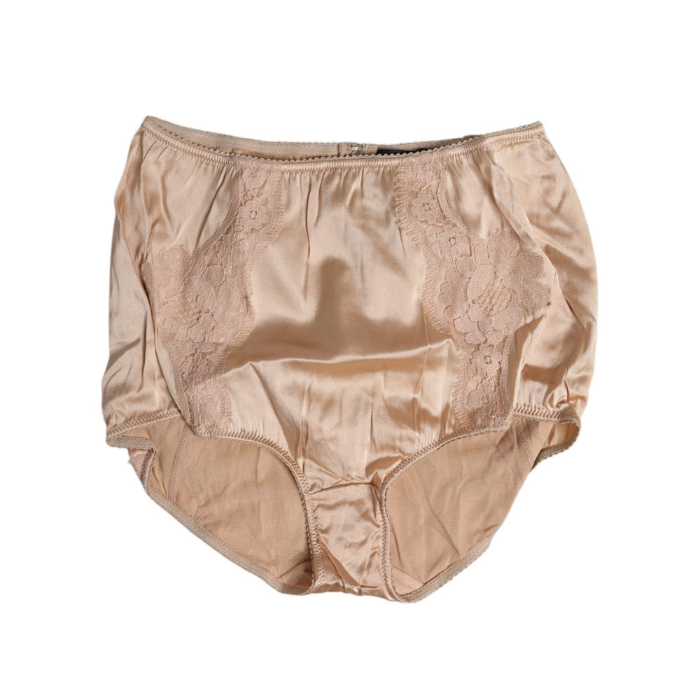 Dolce & Gabbana Beige Silk Lace High Waist Bikini Panty Underwear BIK1428-2