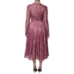 Dolce & Gabbana Pink Floral Lace Long Sleeve Midi Dress DR81764-48
