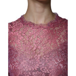 Dolce & Gabbana Pink Floral Lace Long Sleeve Midi Dress DR81764-48