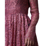 Dolce & Gabbana Pink Floral Lace Long Sleeve Midi Dress DR81764-48
