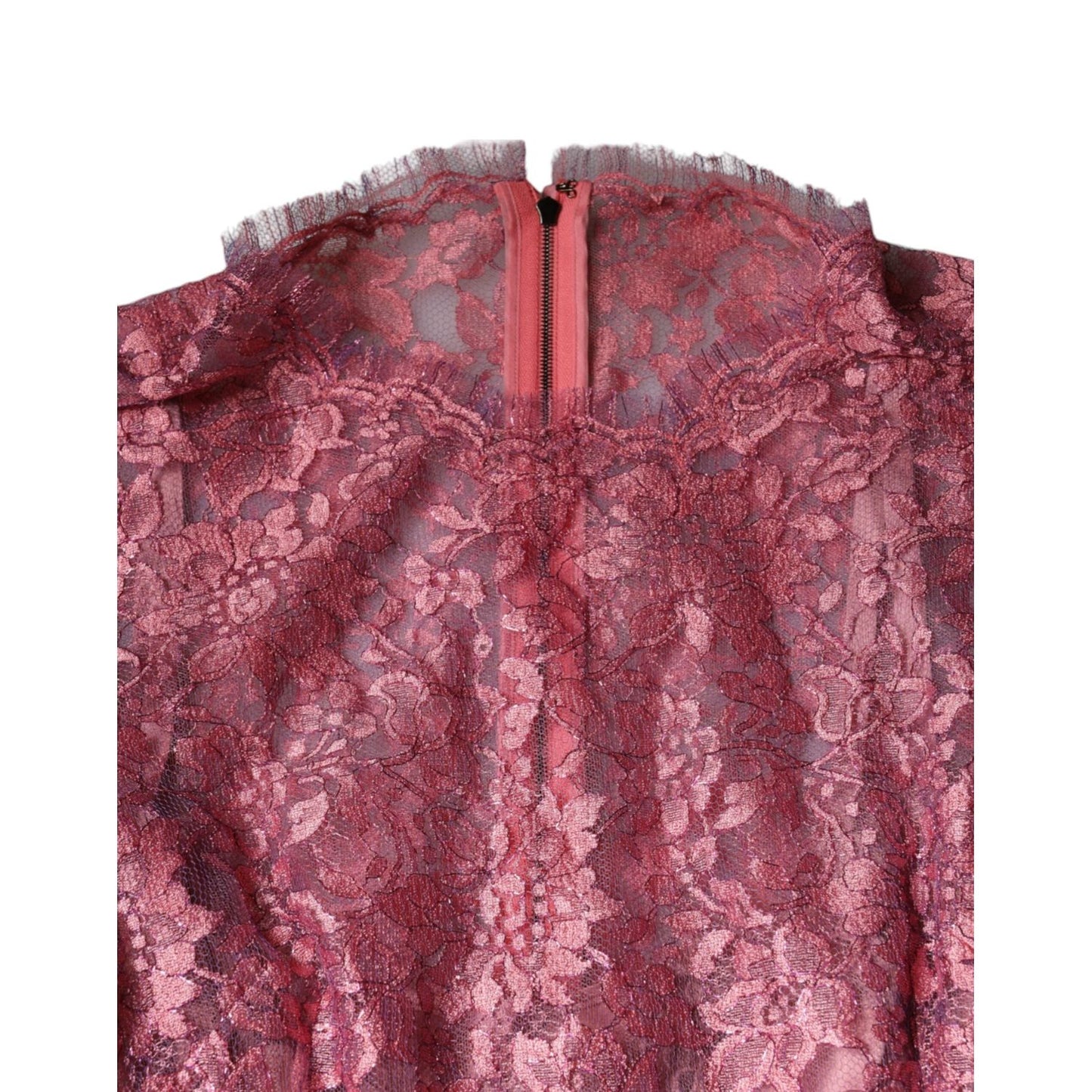 Dolce & Gabbana Pink Floral Lace Long Sleeve Midi Dress DR81764-48