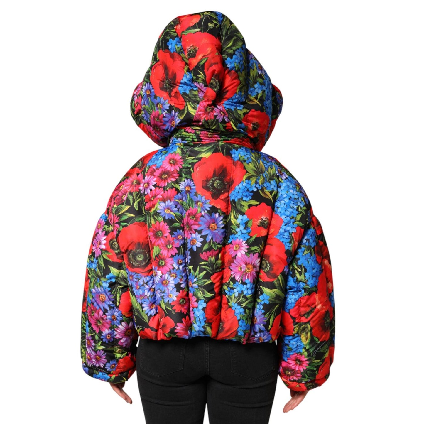 Dolce & Gabbana Multicolor Floral Hooded Puffer Coat Jacket JKT41494-44