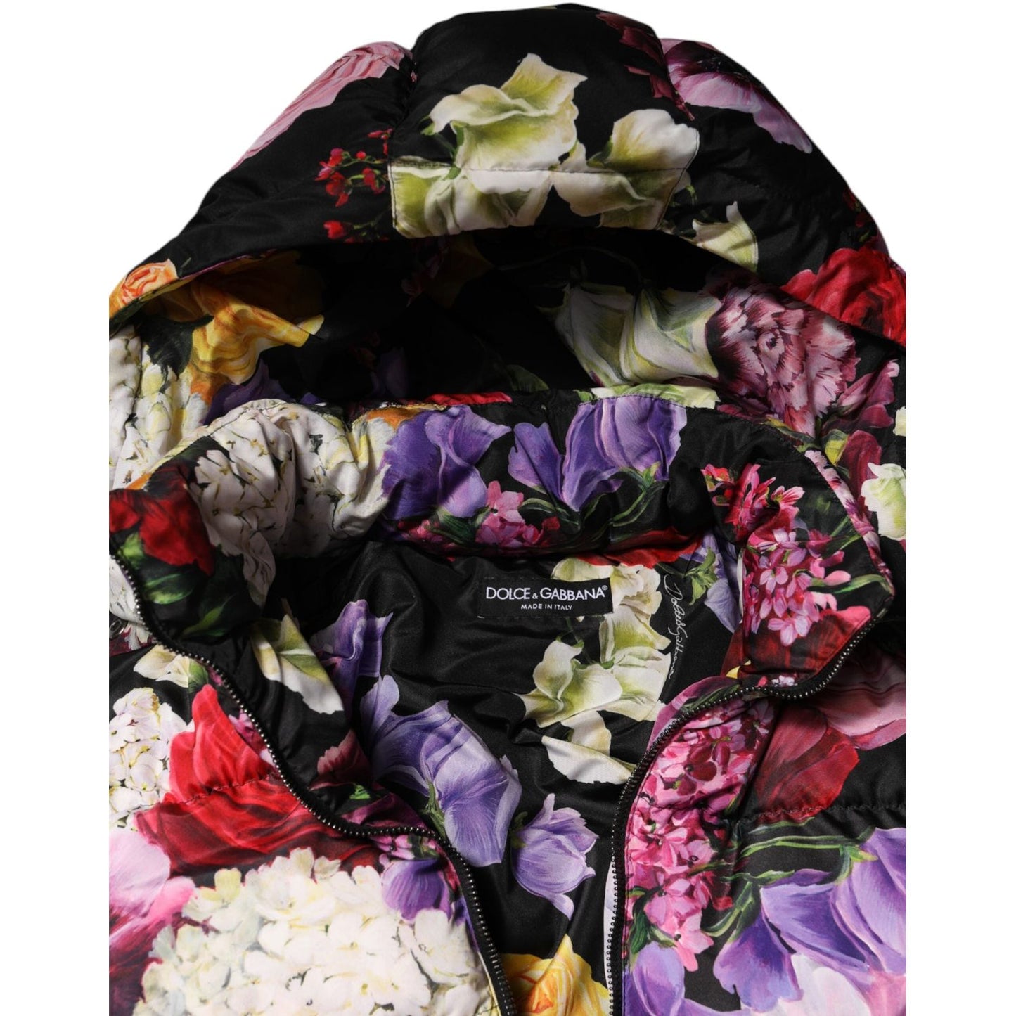 Dolce & Gabbana Multicolor Floral Hooded Puffer Quilted Jacket JKT41495-40