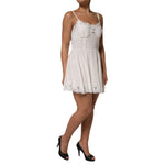 Dolce & Gabbana White Lace Gold DG Logo Silk Dress Sleepwear