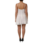 Dolce & Gabbana White Lace Gold DG Logo Silk Dress Sleepwear