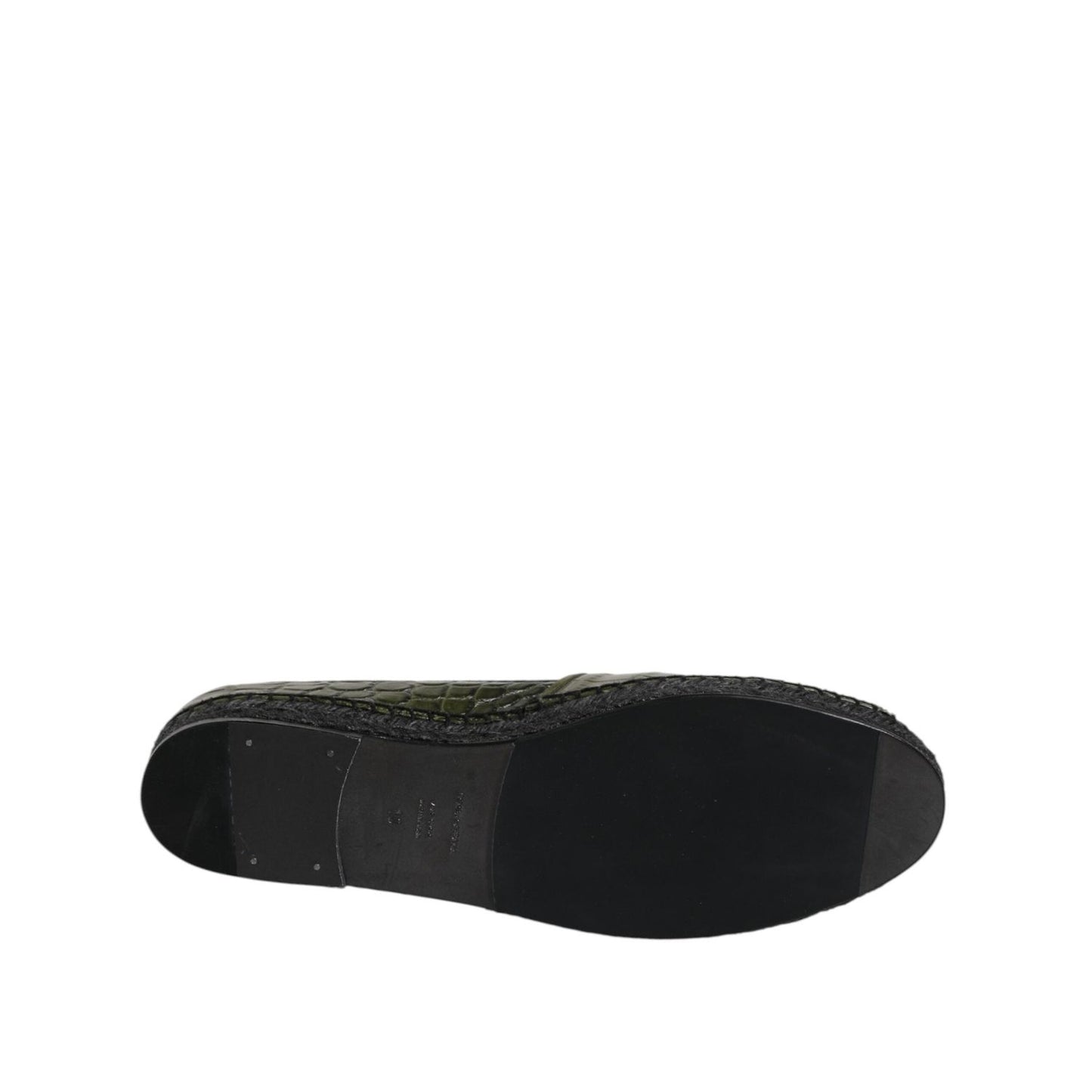 Dolce & Gabbana Green Exotic Leather Espadrilles Slip On Shoes