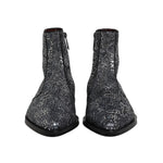 Dolce & Gabbana Dark Gray Cotton Sequined Chelsea Boots Shoes MV7604-41
