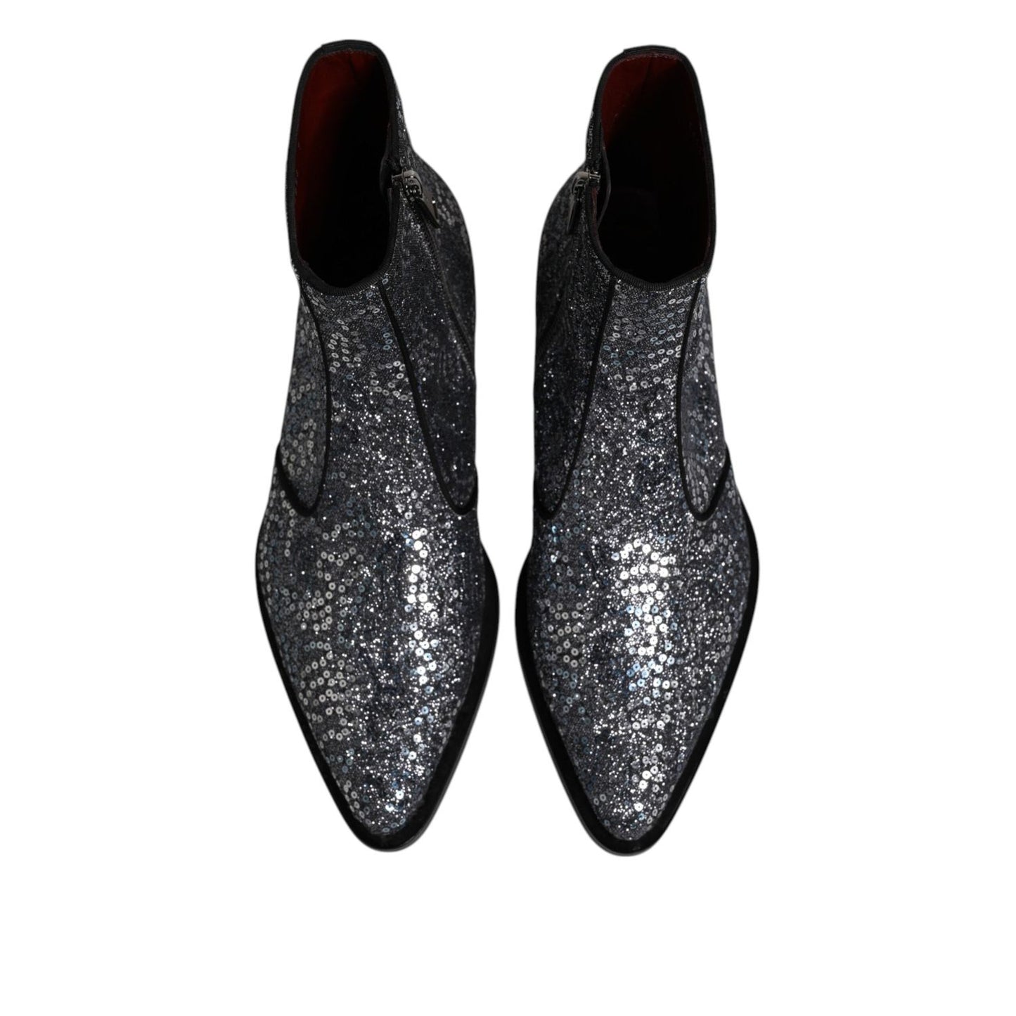 Dolce & Gabbana Dark Gray Cotton Sequined Chelsea Boots Shoes MV7604-41