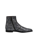 Dolce & Gabbana Dark Gray Cotton Sequined Chelsea Boots Shoes MV7604-41