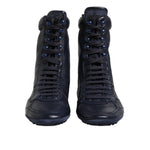 Dolce & Gabbana Dark Blue Leather KING High Top Sneakers Shoes MV7607-40