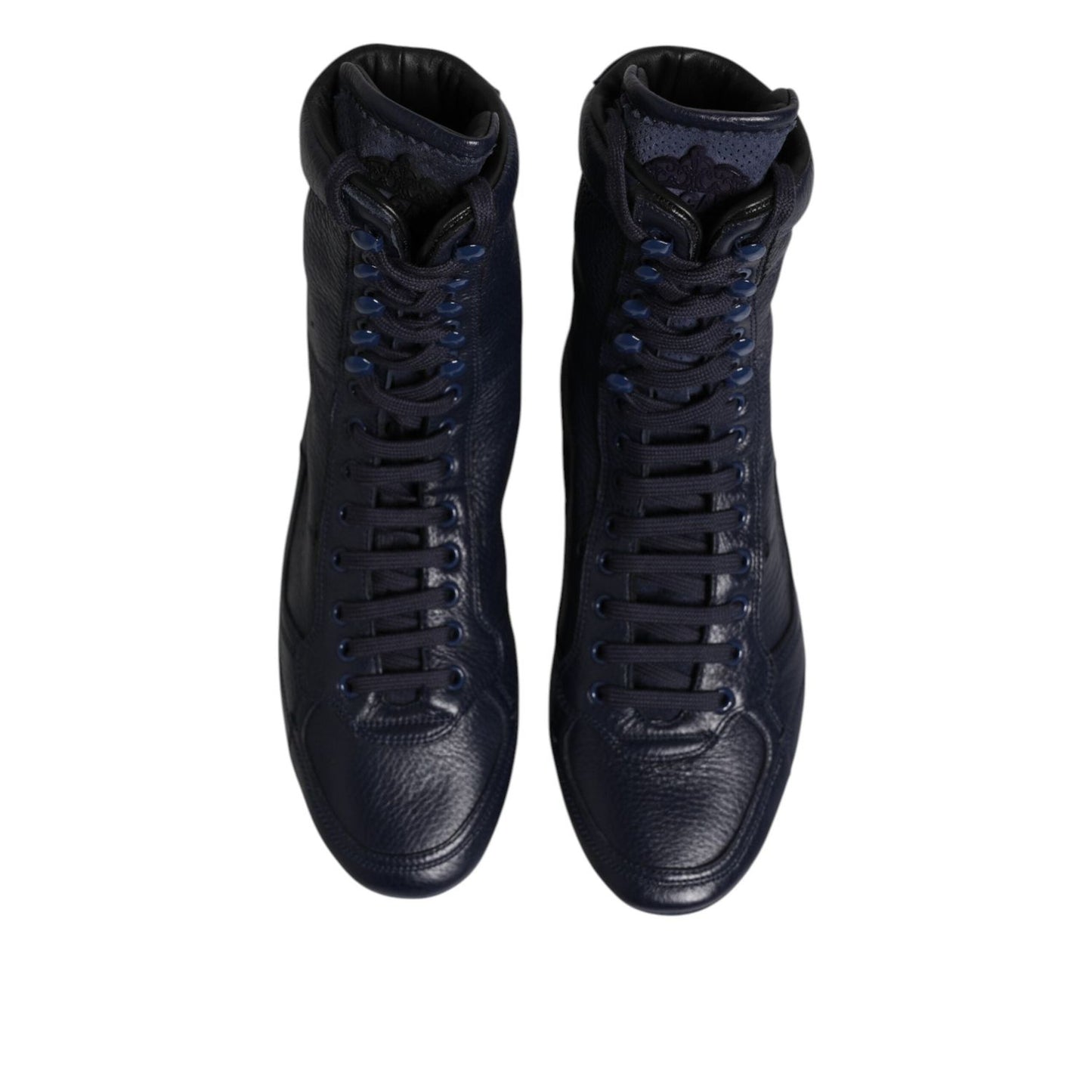 Dolce & Gabbana Dark Blue Leather KING High Top Sneakers Shoes MV7607-40