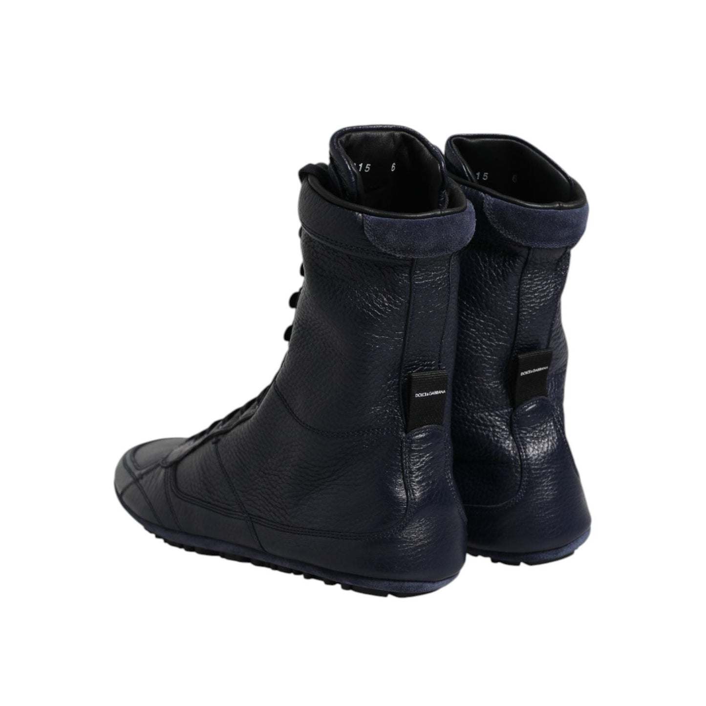 Dolce & Gabbana Dark Blue Leather KING High Top Sneakers Shoes MV7607-40