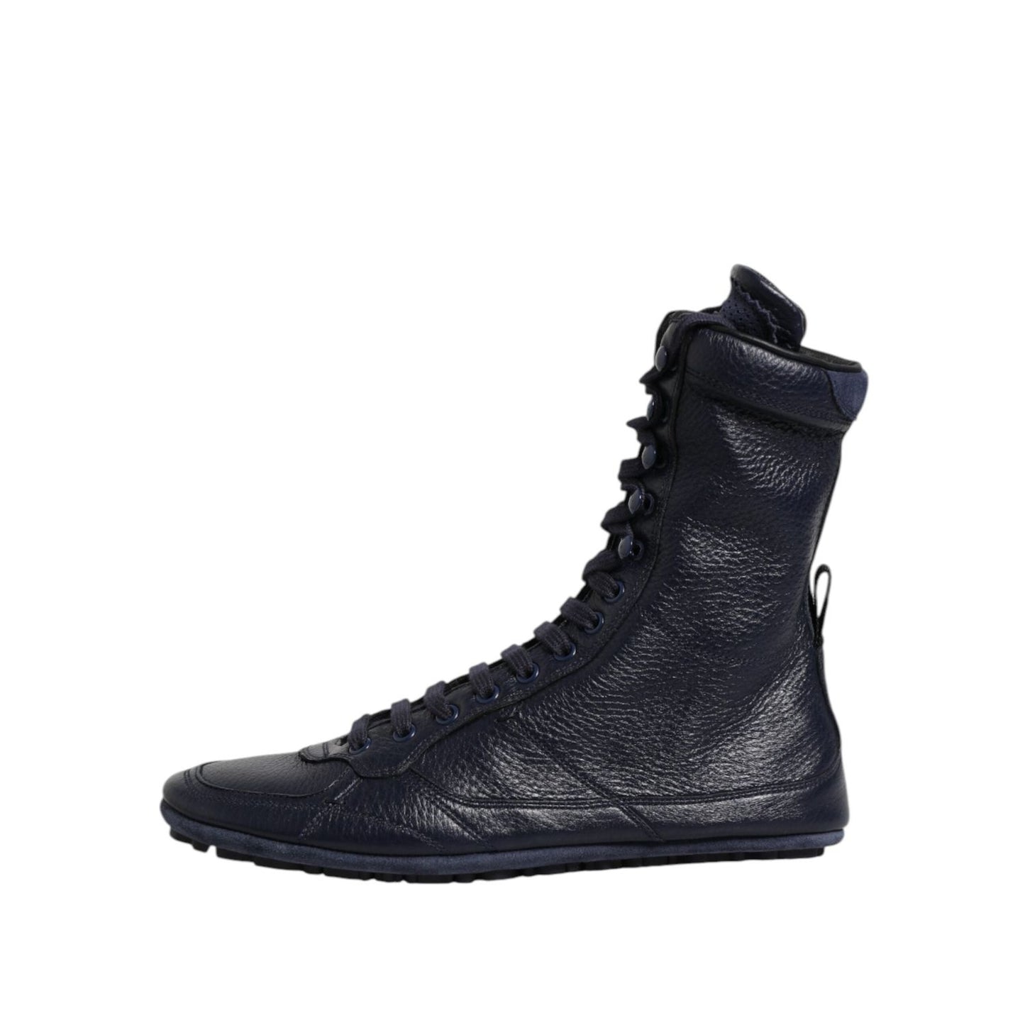 Dolce & Gabbana Dark Blue Leather KING High Top Sneakers Shoes MV7607-40