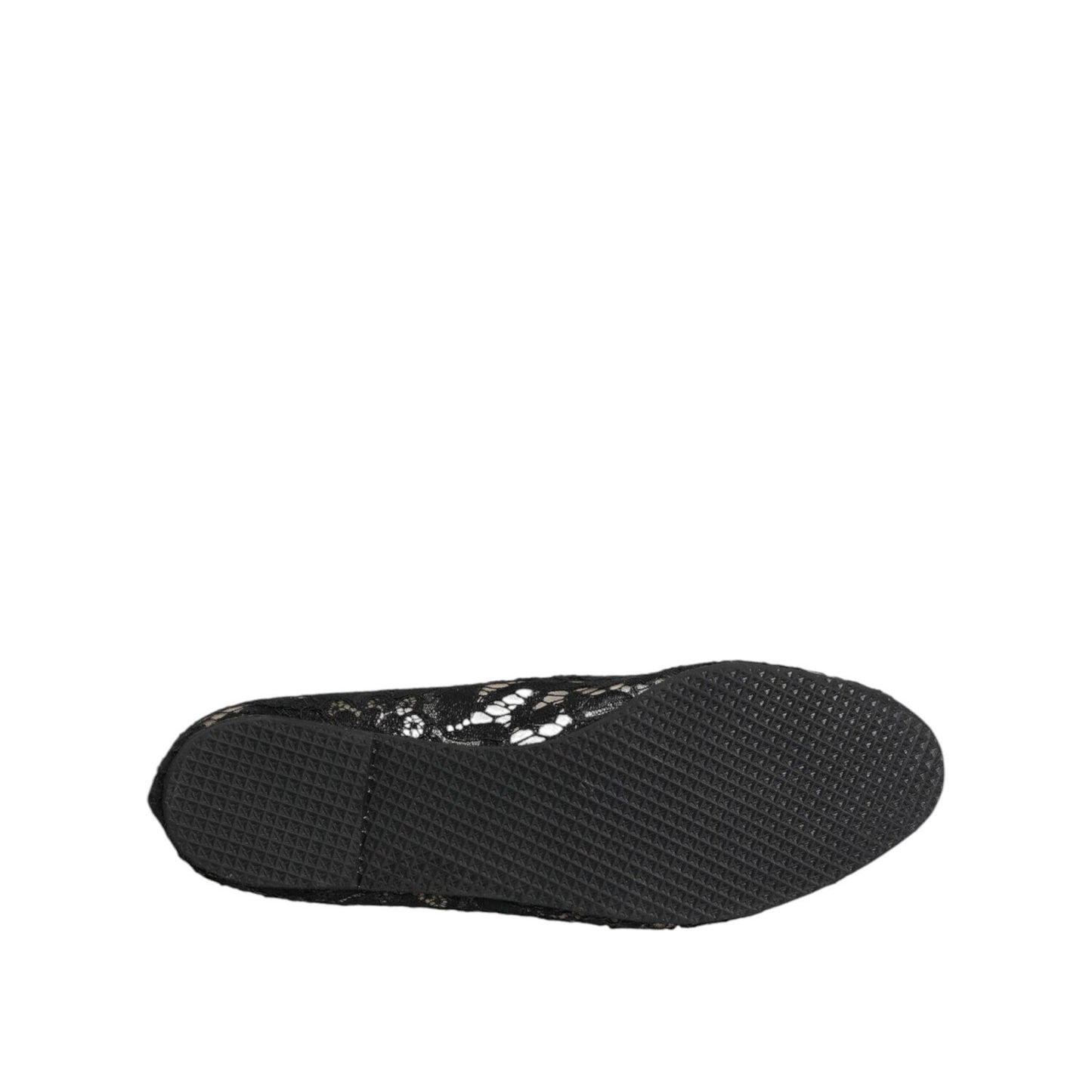 Dolce & Gabbana Black Taormina Lace Slip On Flats Shoes LA12730-37.5