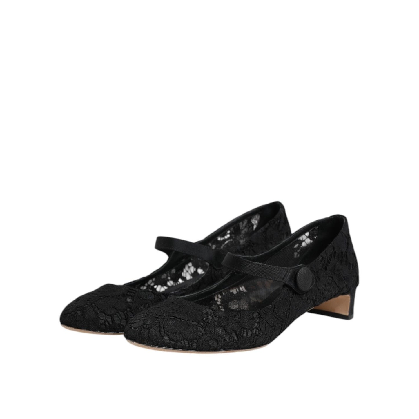 Dolce & Gabbana Black Vally Taormina Floral Lace Pumps Shoes LA12712-40