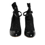 Dolce & Gabbana Black Leather Lace Socks Heels Pumps Shoes LA12763-39
