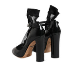 Dolce & Gabbana Black Leather Lace Socks Heels Pumps Shoes LA12763-39