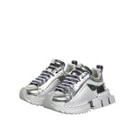 Dolce & Gabbana Silver Leather Super Queen Sneakers Shoes LA12761-35