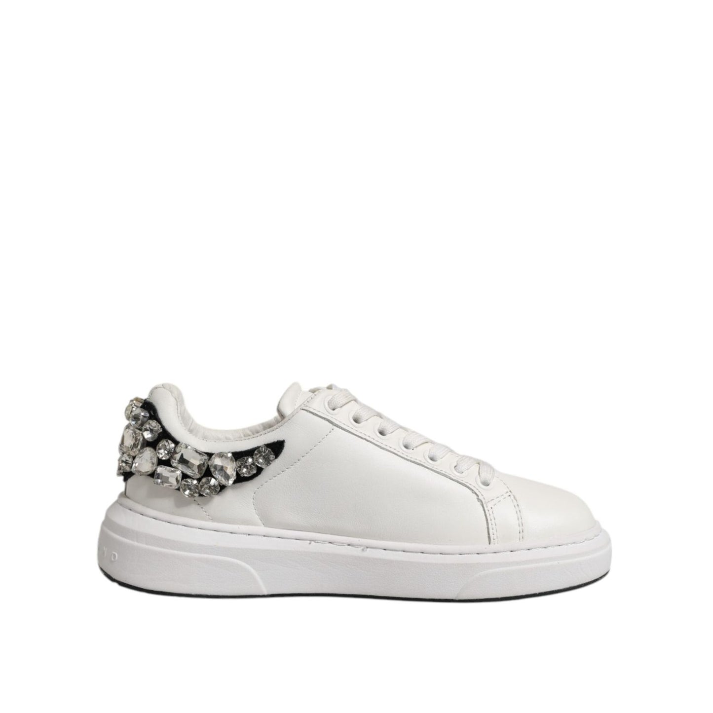 John Richmond White Rhinestone Embellished Sneakers Shoes LA12768-36