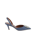 Amina Muaddi Camelia Sling 60 Printed Denim Pumps AM-8735199985876-EU36.5/US6.5