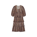 Ganni Pleated Georgette Leopard Midi Dress GA-8735481364692-42
