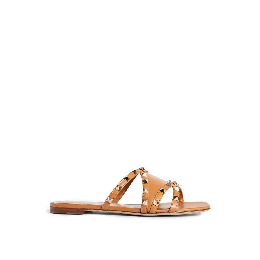 Valentino Garavani Rockstud Leather Flat Sandals VA-8735610470612-EU37/US7