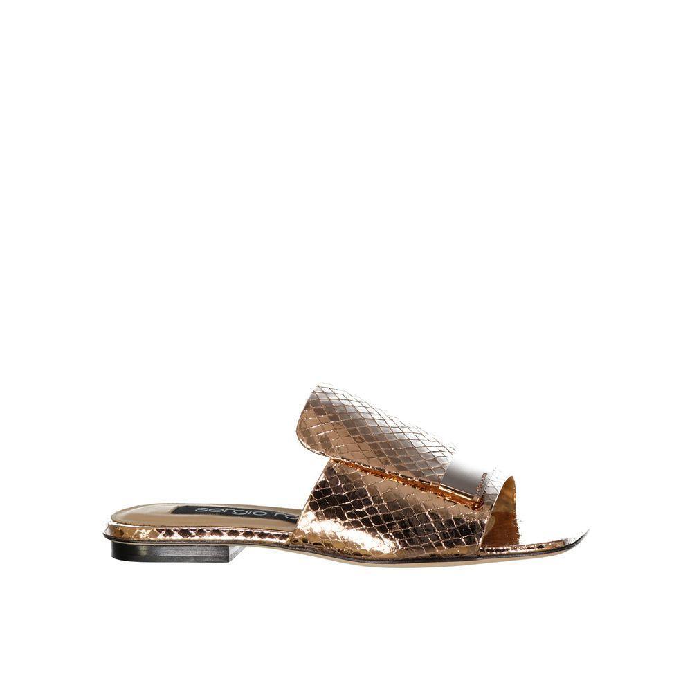 Sergio Rossi Leather Flat Sandals SE-8735590678740-EU34/US4