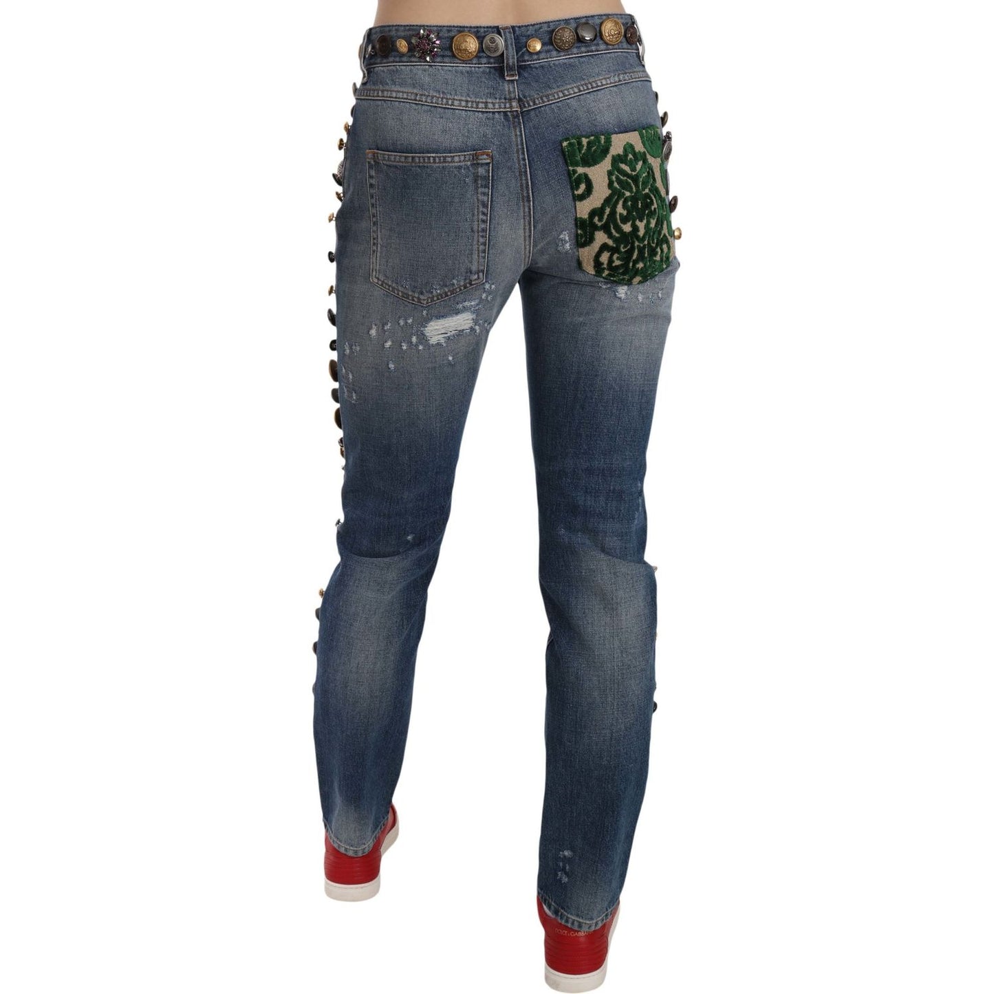 Dolce & Gabbana Distressed Embellished Buttons Denim Pants Jeans BYX1355-38