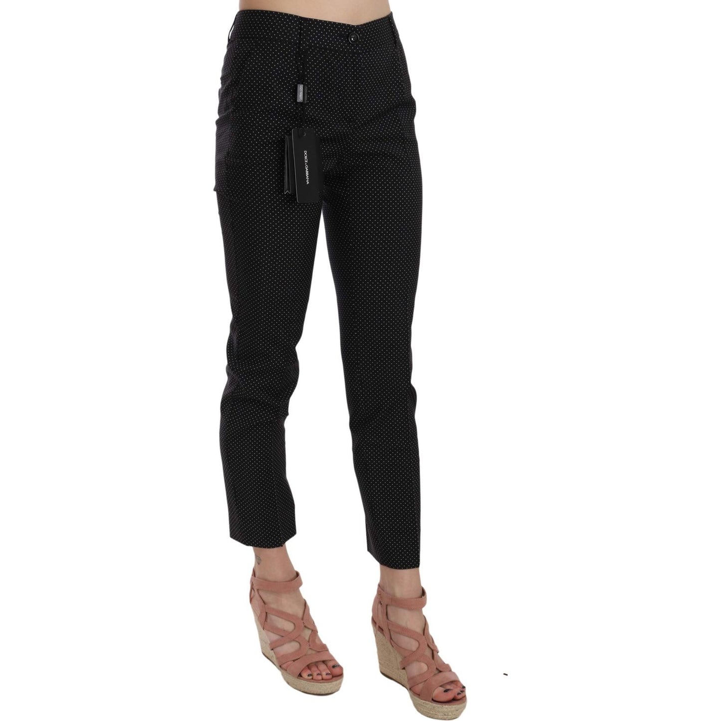 Dolce & Gabbana Polka Dot Slim Capri Trousers Tapered Pants PAN70012-38